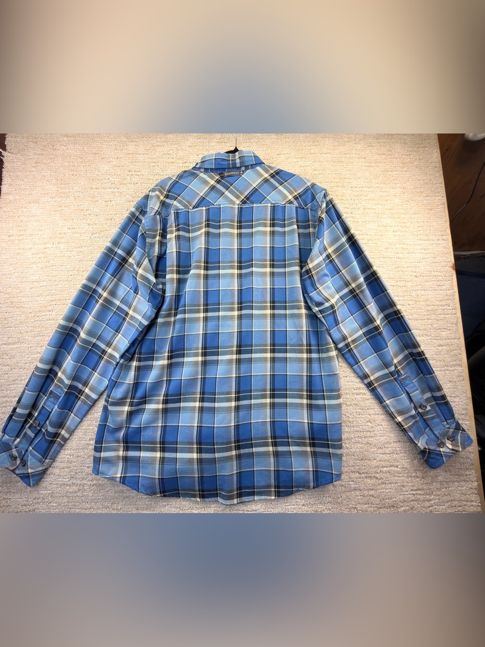 New With Tags Exofficio Blue Plaid Long-Sleeve Travel/Hiking Button-Down Shirt - Picture 10 of 11